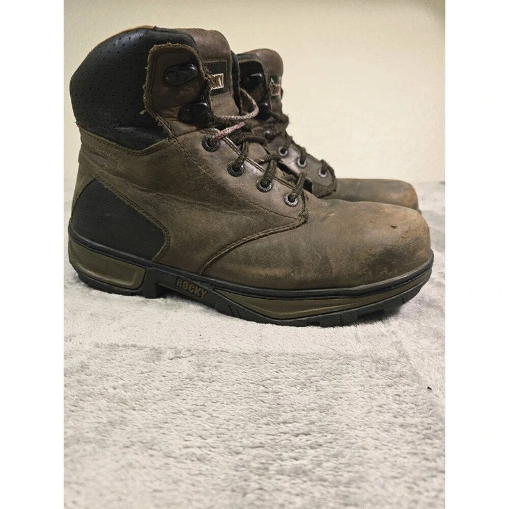 Rocky 6" Work Boots Mens 9.5 Brown Safety Toe Slip Resistant F2413-11 - Picture 10 of 16